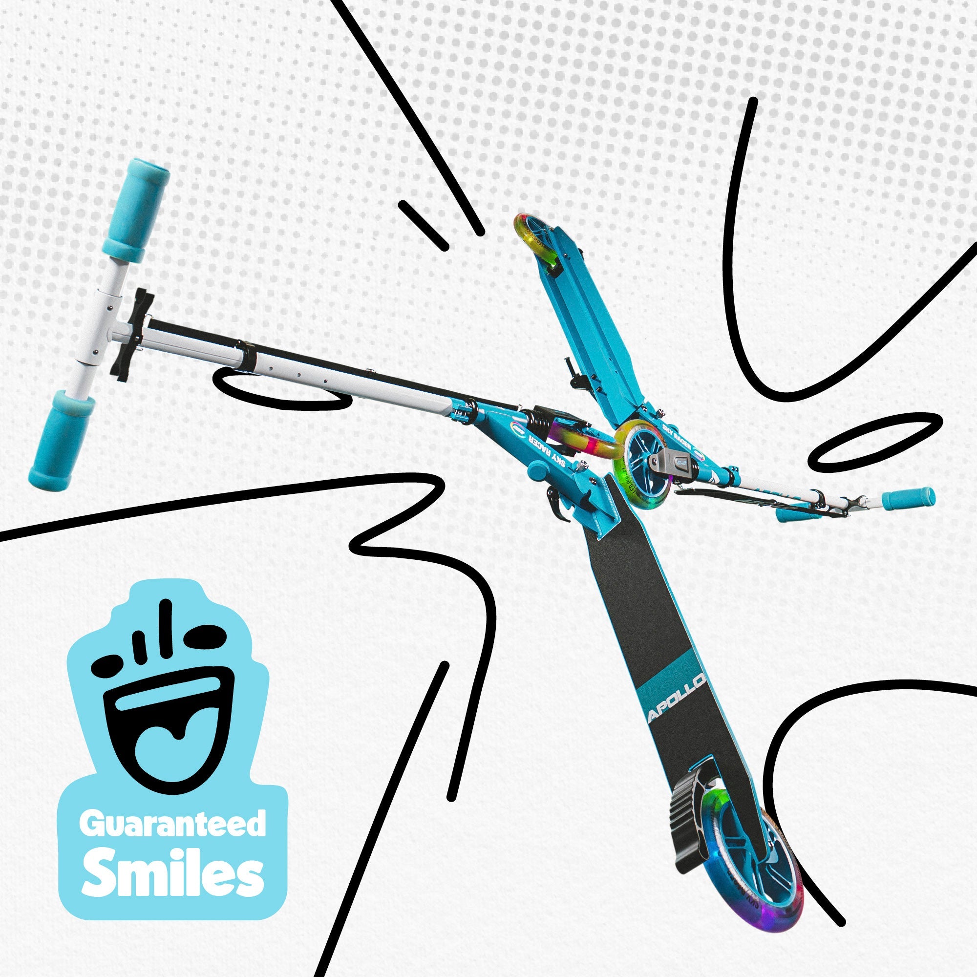 Apollo - 145mm City Scooter mit Federung "Skyracer" klappbar und höhenverstellbar - Blau