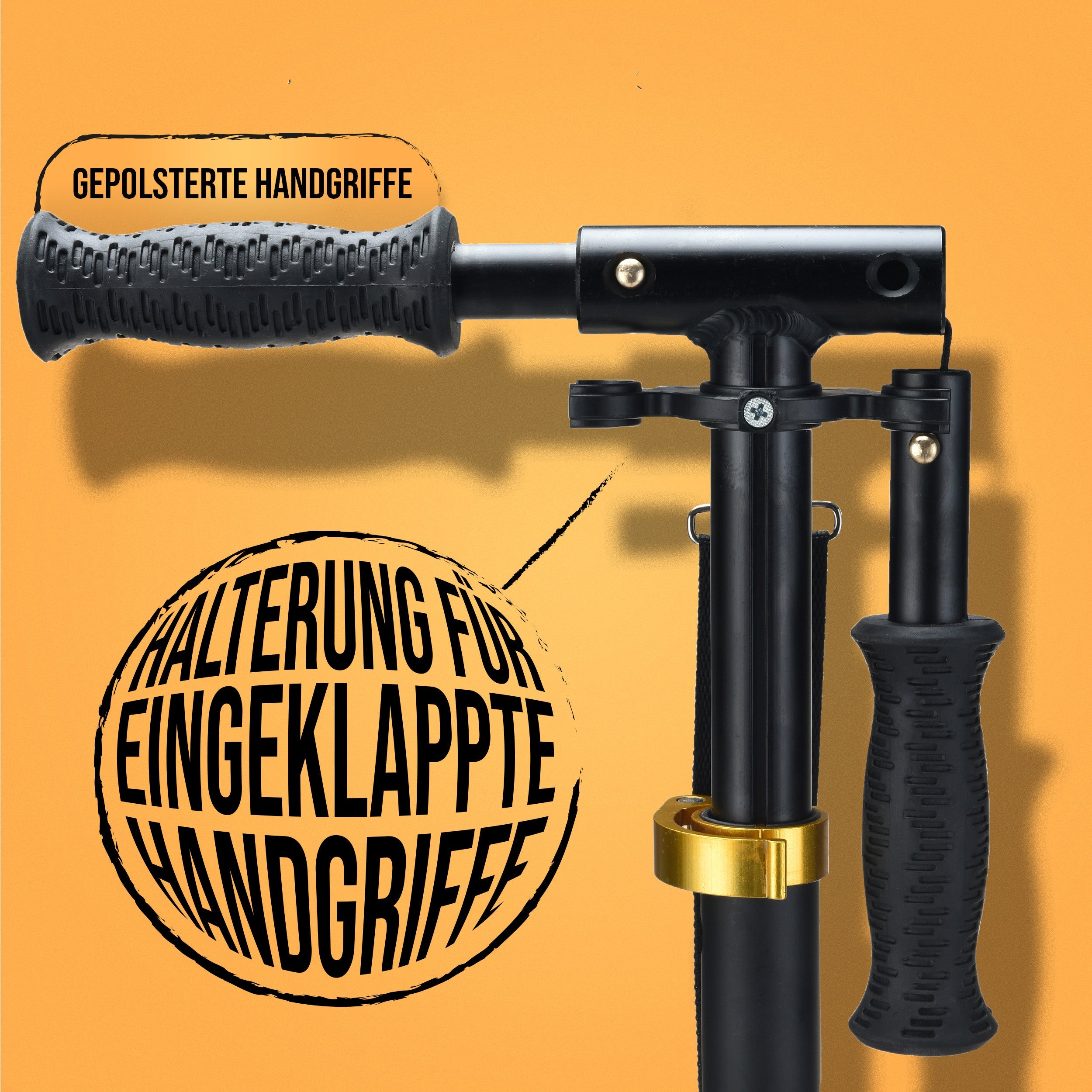 Apollo - Luxus Cityroller mit Doppelfederung "Spectre" City-Roller klapp- und verstellbar - Schwarz Gold