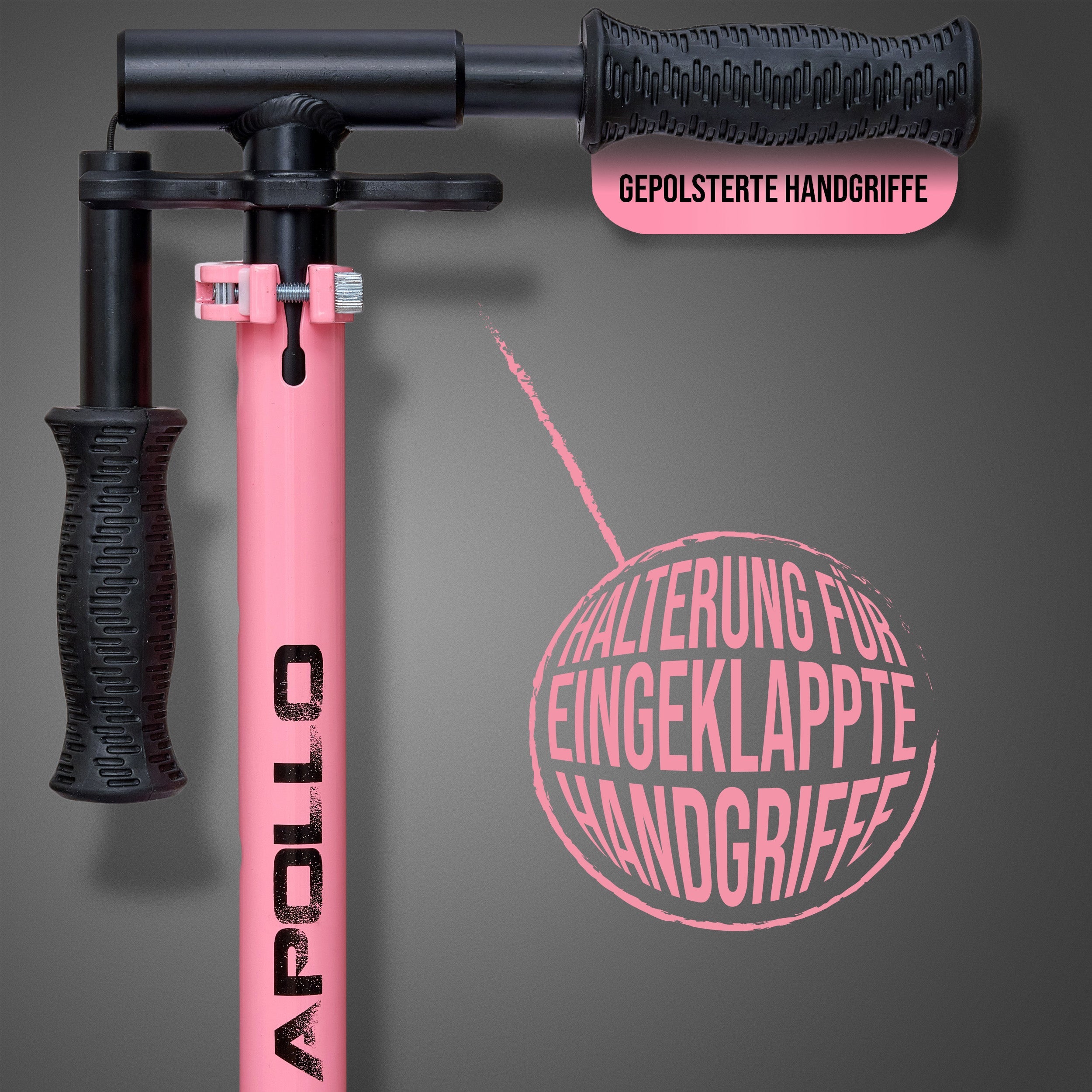 Apollo - Luxus Cityroller mit Doppelfederung "Spectre" City-Roller klapp- und verstellbar - Schwarz Rosa