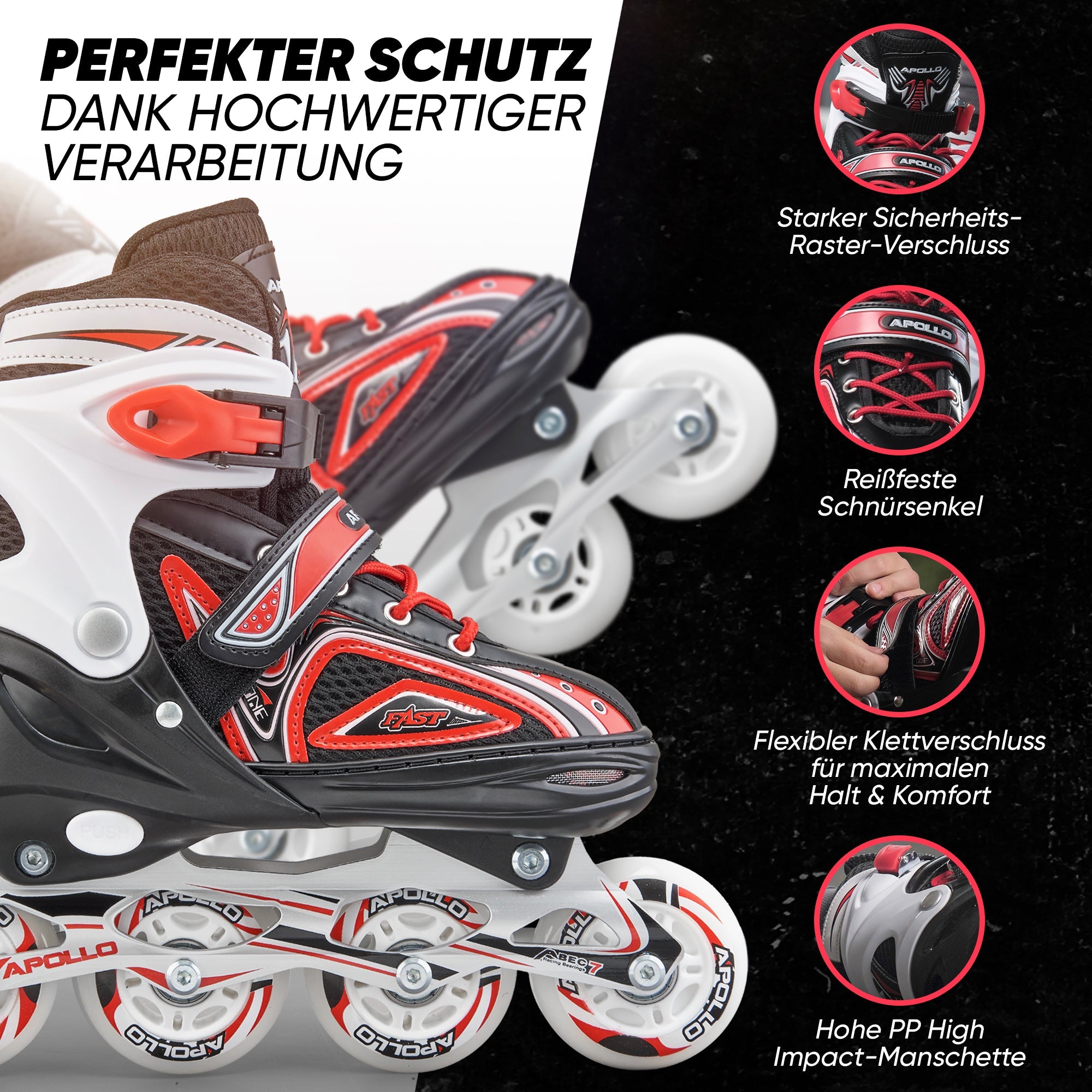 Apollo - Super Blade größenverstellbare Inlineskates - Rot -