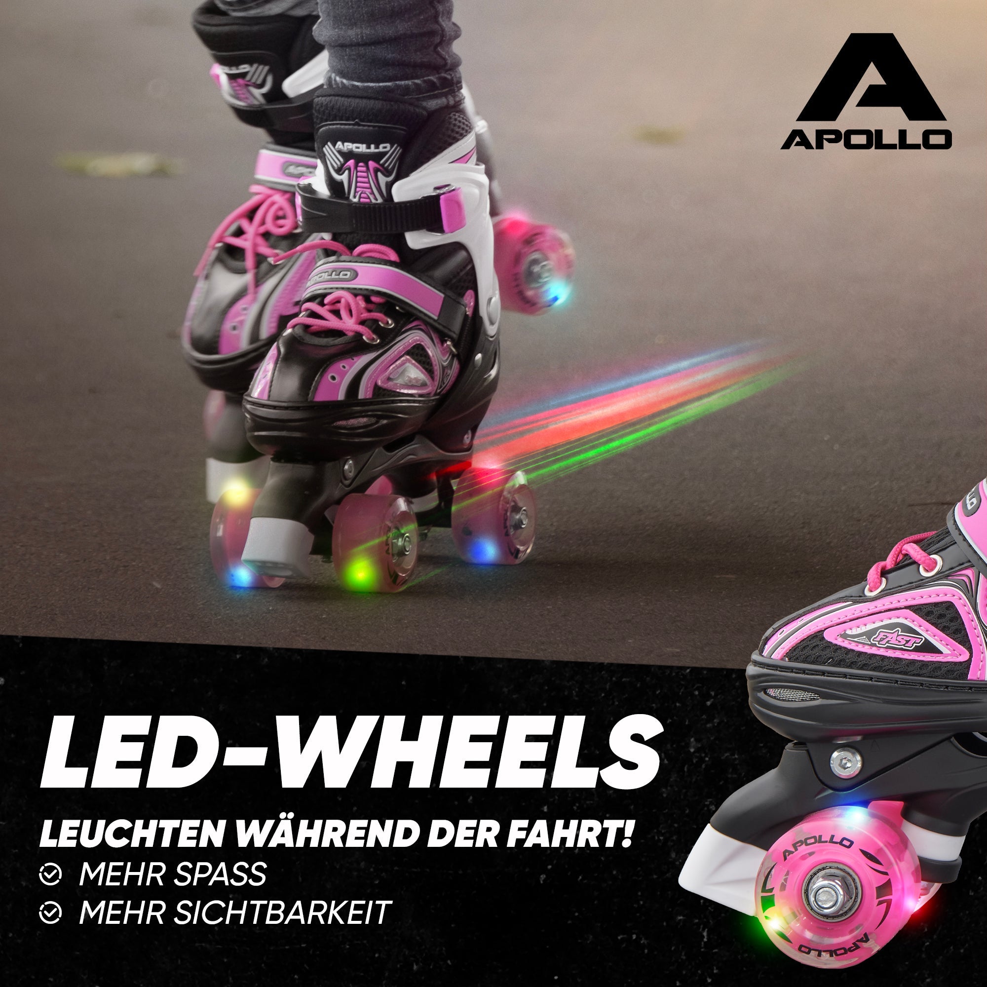 Apollo - Super Quad größenverstellbare verstellbare Rollschuhe für Kinder - Pink -
