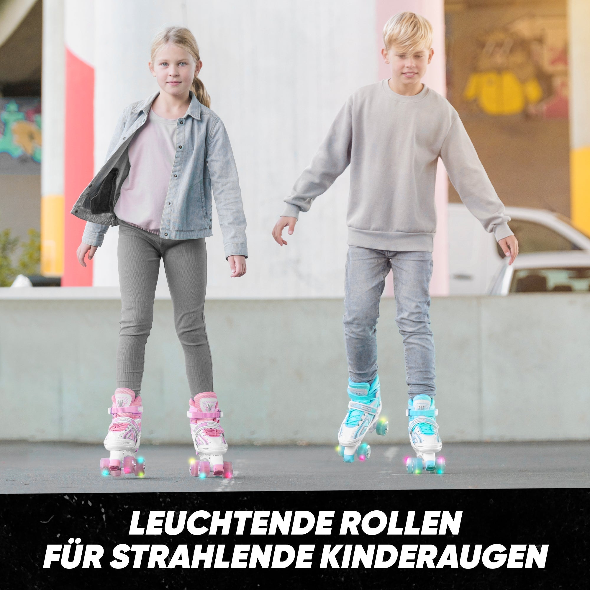 Apollo - Super Quad größenverstellbare verstellbare Rollschuhe für Kinder - Weiß Pink -