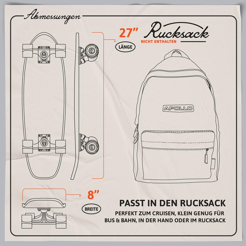 Apollo - Mini-Longboard - Weird - 27" Midi Cruiser als Komplett-Board -