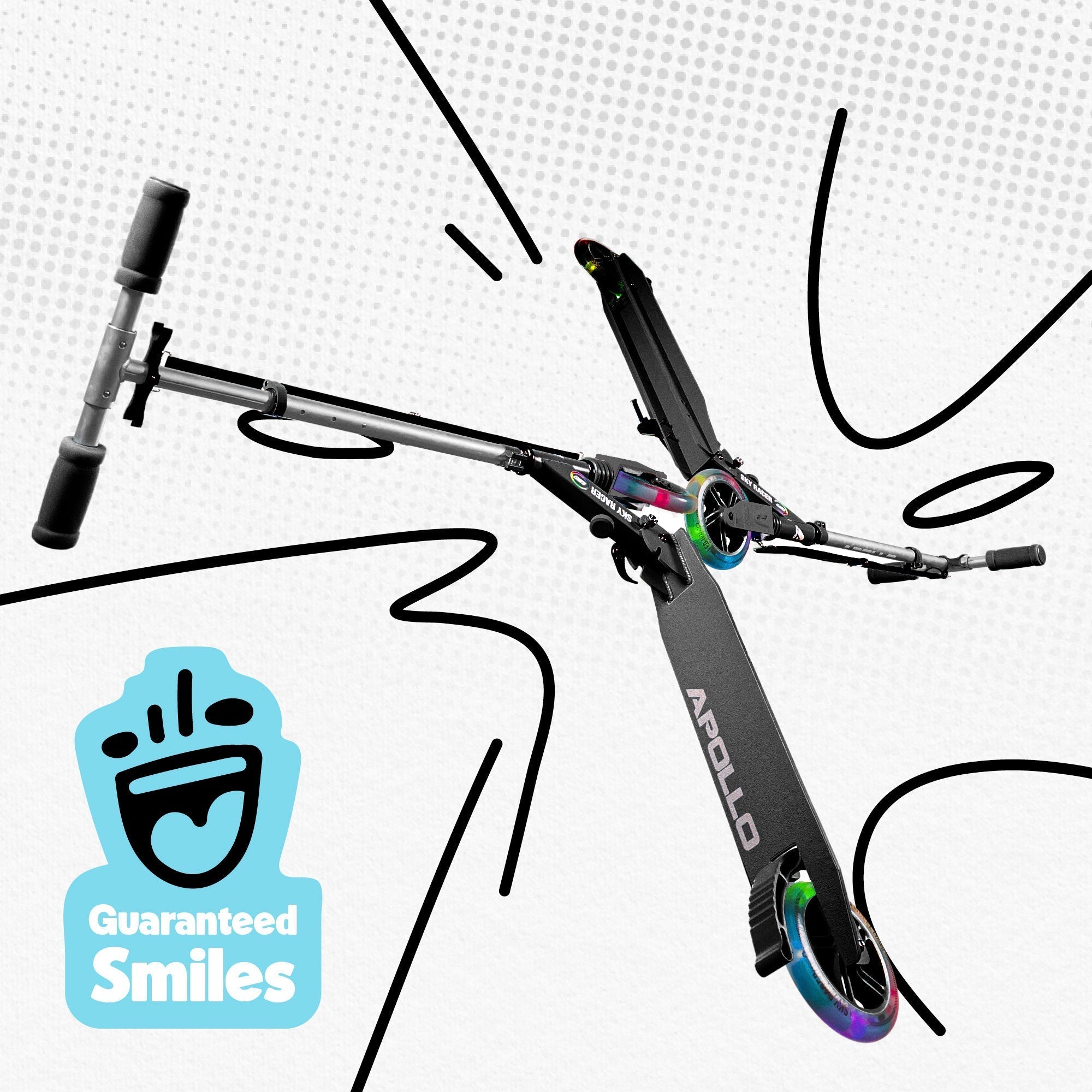 Apollo - 145mm City Scooter mit Federung "Skyracer" klappbar und höhenverstellbar - Schwarz