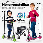 Apollo - 145mm City Scooter mit Federung "Skyracer" klappbar und höhenverstellbar - Schwarz