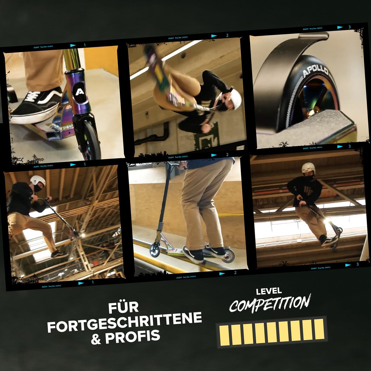 Apollo - High End Stunt Scooter - Genesis Pro X Competition mit ABEC 9 Kugellagern - Schwarz Gold