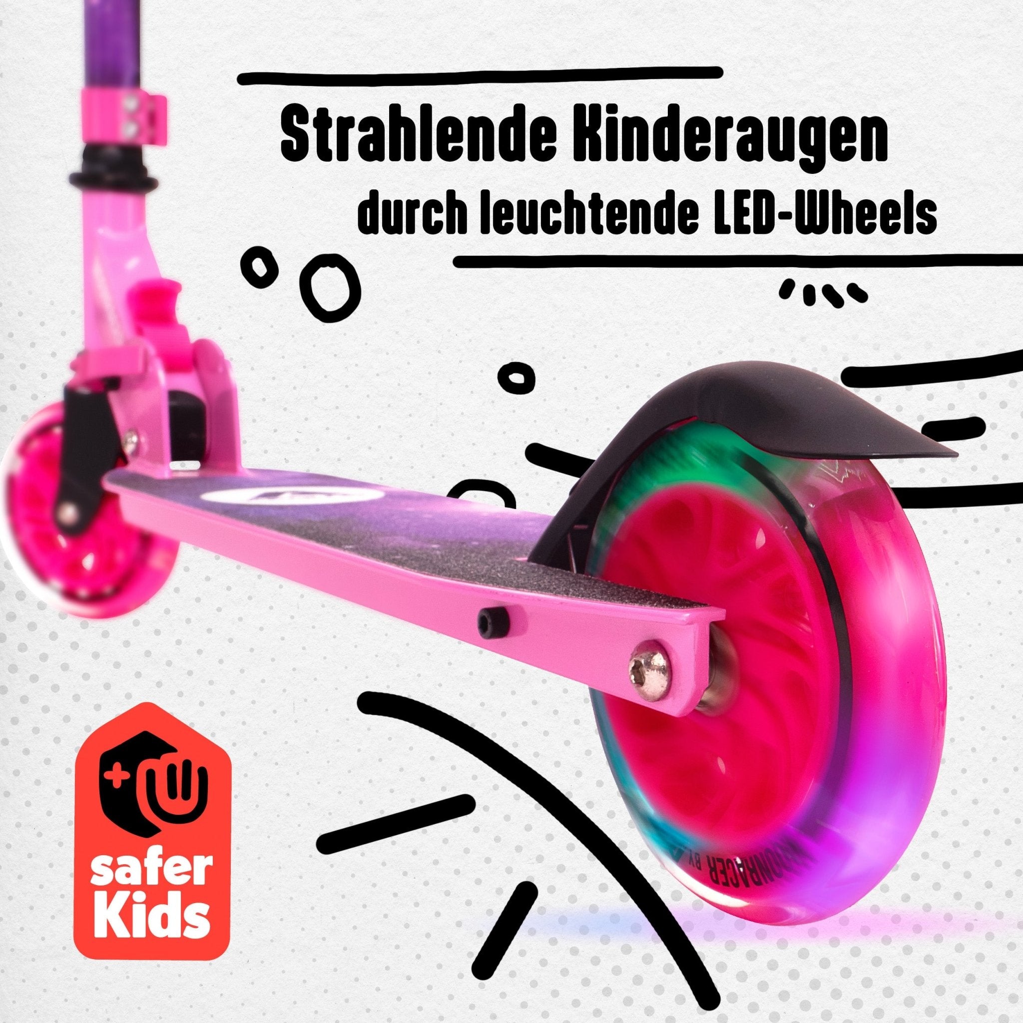 Apollo - Scooter LED - "Moonracer" City Scooter Kinder mit Federung - Stars