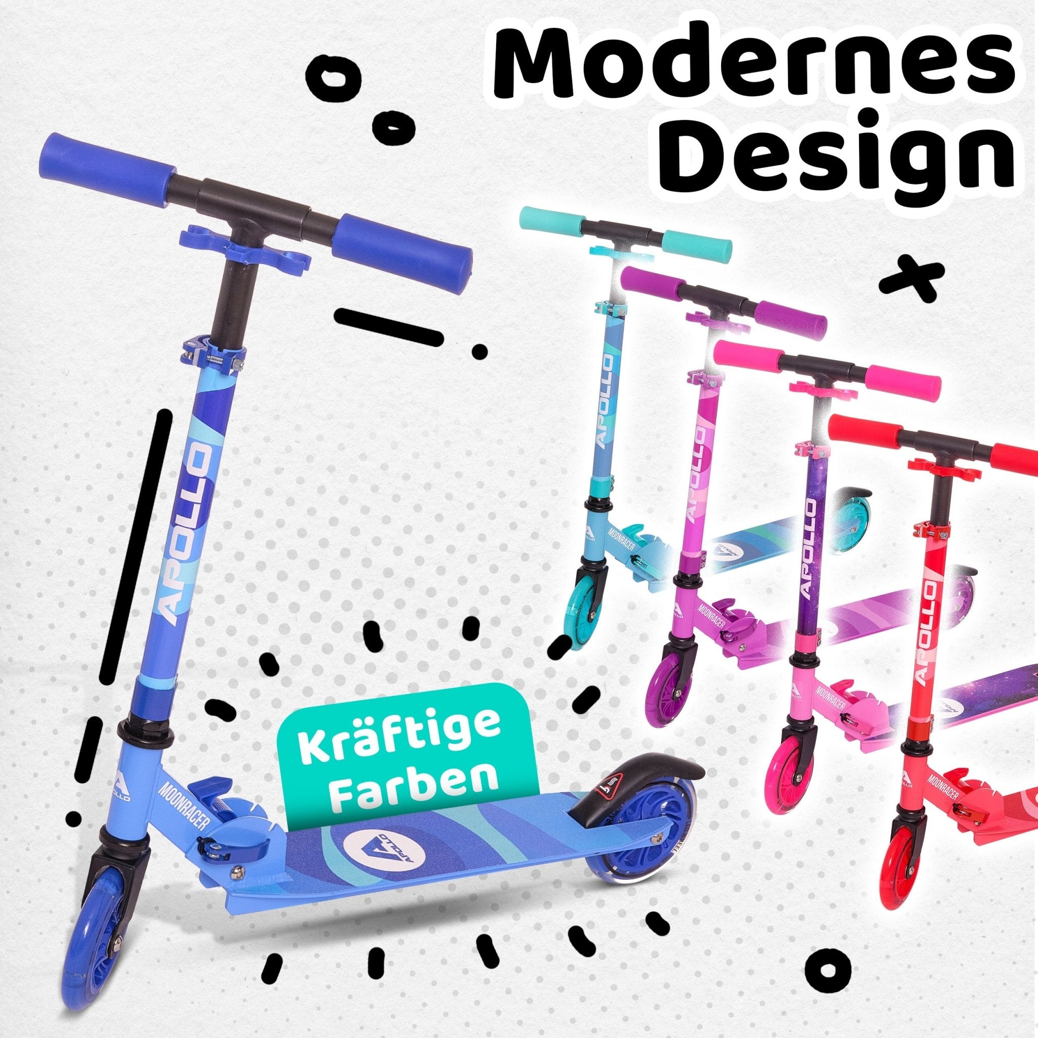 Apollo - Scooter LED - "Moonracer" City Scooter Kinder mit Federung - Blau