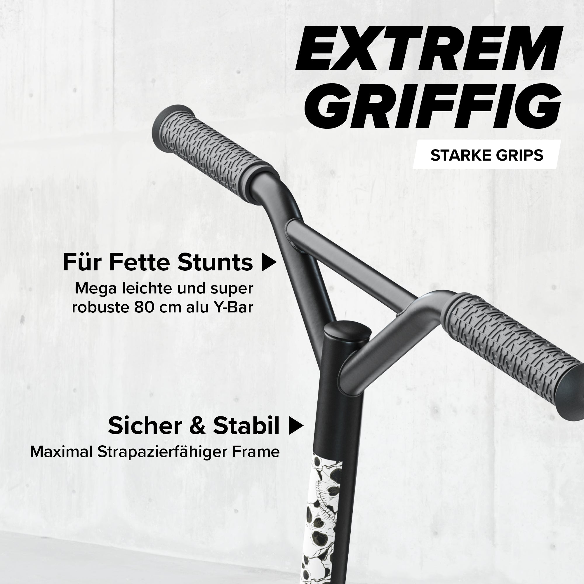 Apollo - Stunt Scooter - Genius Pro Robuster Kinder Scooter mit ABEC 9 Kugellager - White Skull