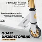 Apollo - Stunt Scooter - Genius Pro Robuster Kinder Scooter mit ABEC 9 Kugellager - Weiß Gold