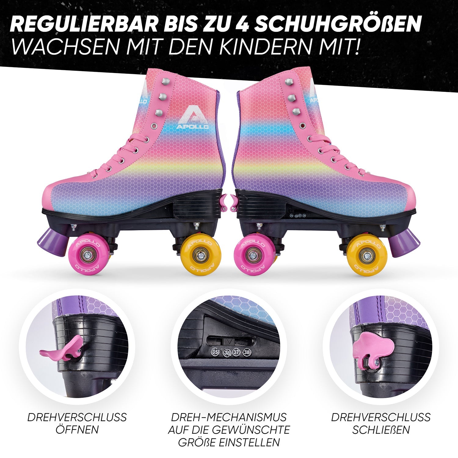 Apollo - Classic Roller Rollschuhe für Kinder und Erwachsene - Dancing Queen -