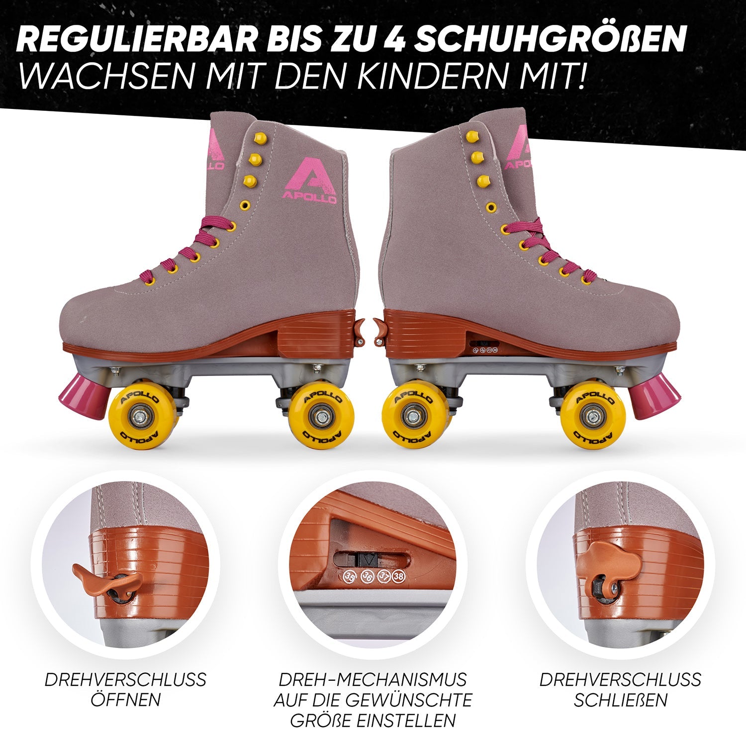 Apollo - Classic Roller Rollschuhe für Kinder und Erwachsene - Nightfever -